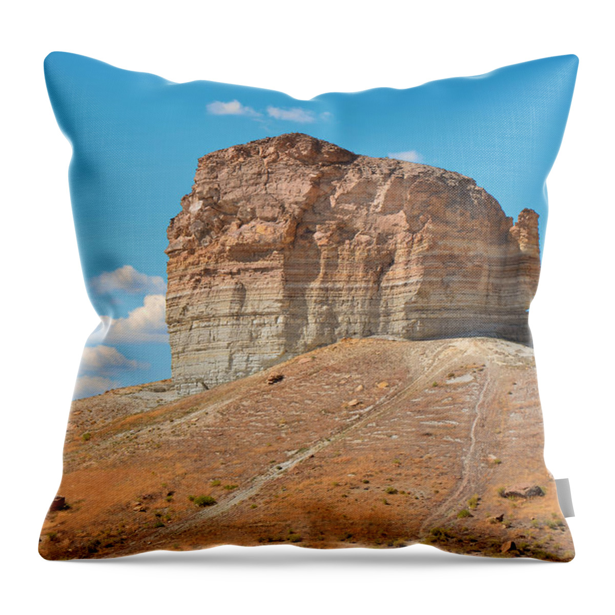 Fine Art Throw Pillow featuring the photograph Pilot Butte Rock Formation II by Donna Greene