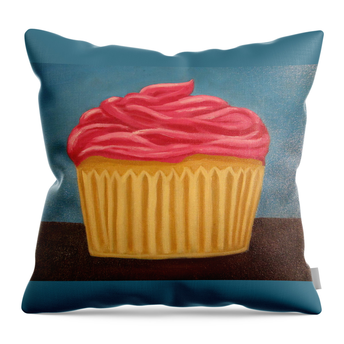 Cupcake Throw Pillow featuring the painting Pink Cupcake by Patricia Cleasby