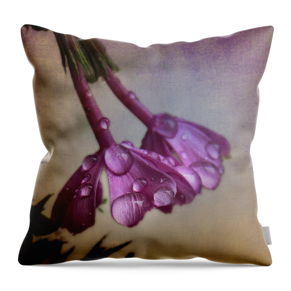  Throw Pillow featuring the photograph Pink Droplets by Deborah Smith