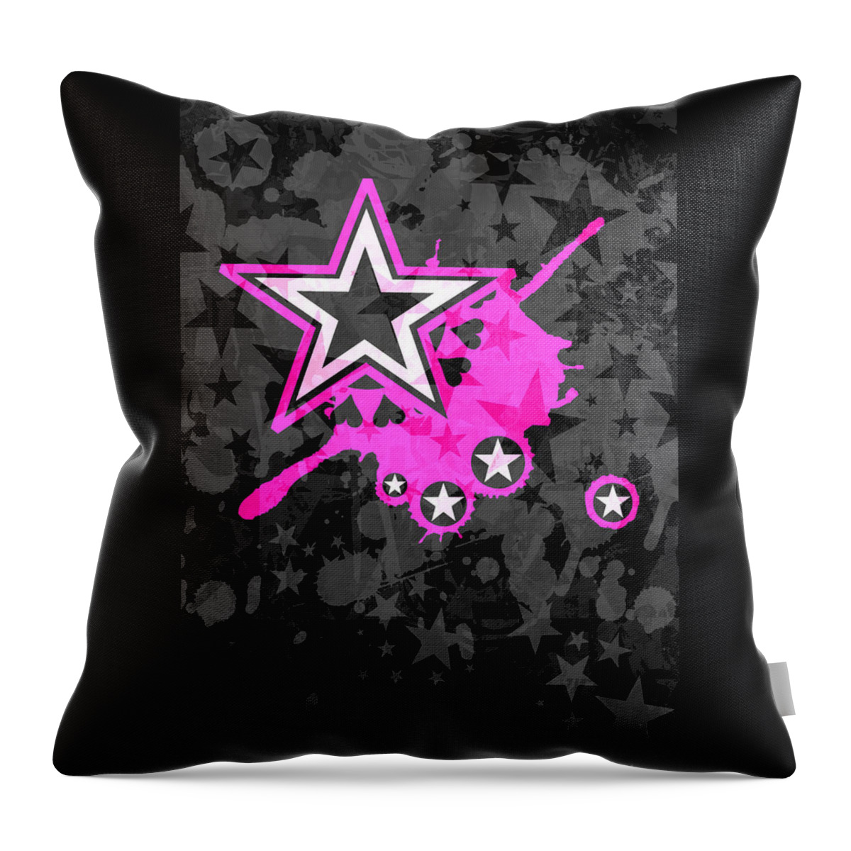Pink Star Throw Pillow featuring the digital art Pink Star 3 of 6 by Roseanne Jones