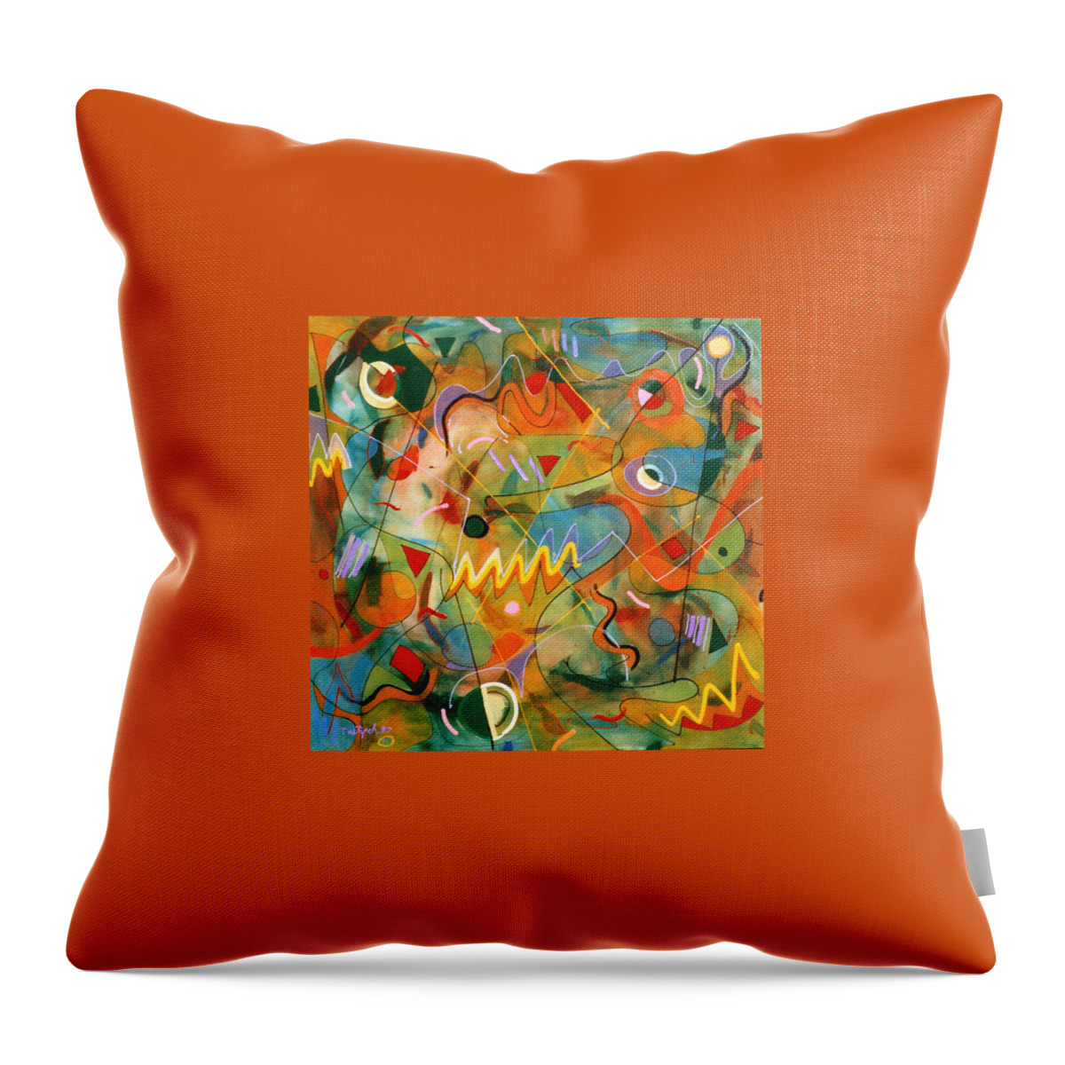 Abstract Throw Pillow featuring the painting Play With Me by Lynne Taetzsch