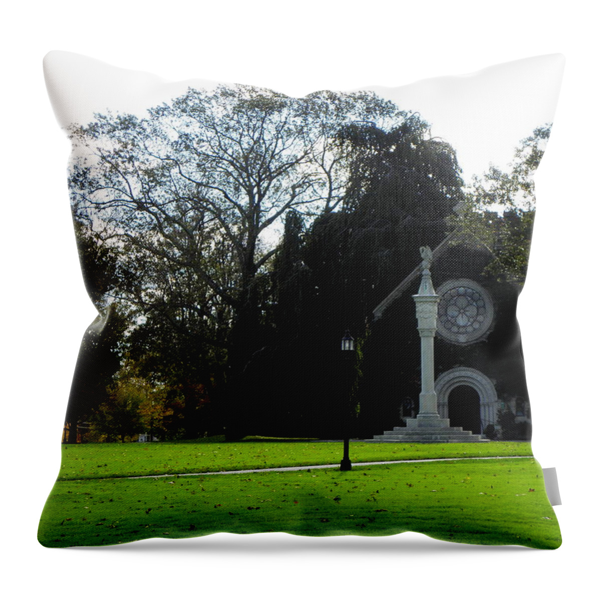Pomfret Throw Pillow featuring the photograph Pomfret Prep Church in the fall by Kim Galluzzo