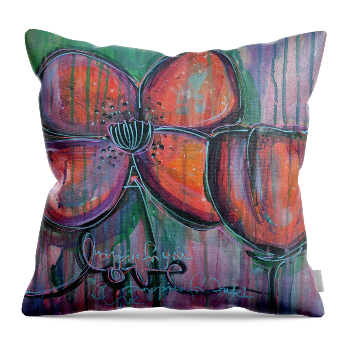 Poppies Throw Pillow featuring the painting Poppies For June No.2 by Laurie Maves ART