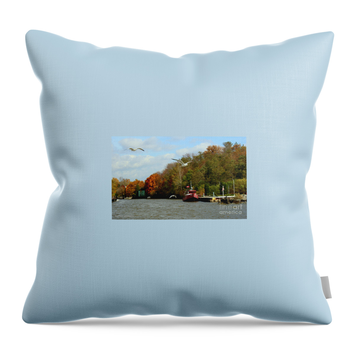 Landscape Throw Pillow featuring the photograph Port Dover Harbour by Barbara McMahon