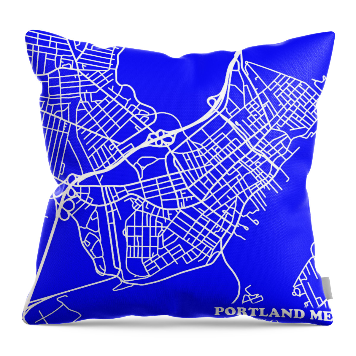 Portland Throw Pillow featuring the photograph Portland Maine City Map Streets Art Print  by Keith Webber Jr