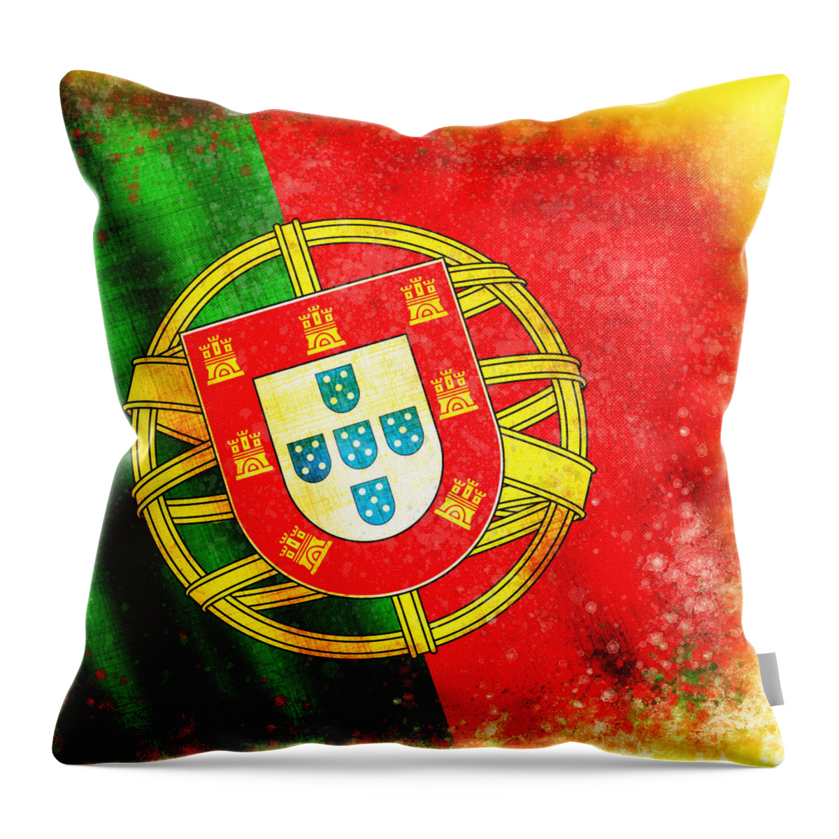 Chalk Throw Pillow featuring the painting Portugal Flag by Setsiri Silapasuwanchai