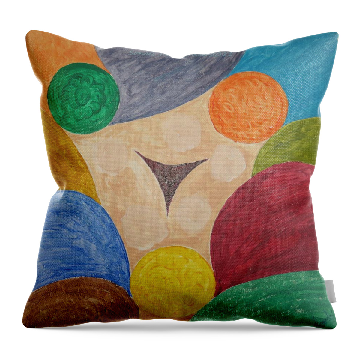 Colors Scattered In Each Other Throw Pillow featuring the painting Power of colors by Sonali Gangane