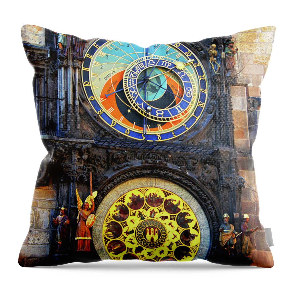 Prague Throw Pillow featuring the photograph Prague Astronomical Clock 2 by Mariola Bitner