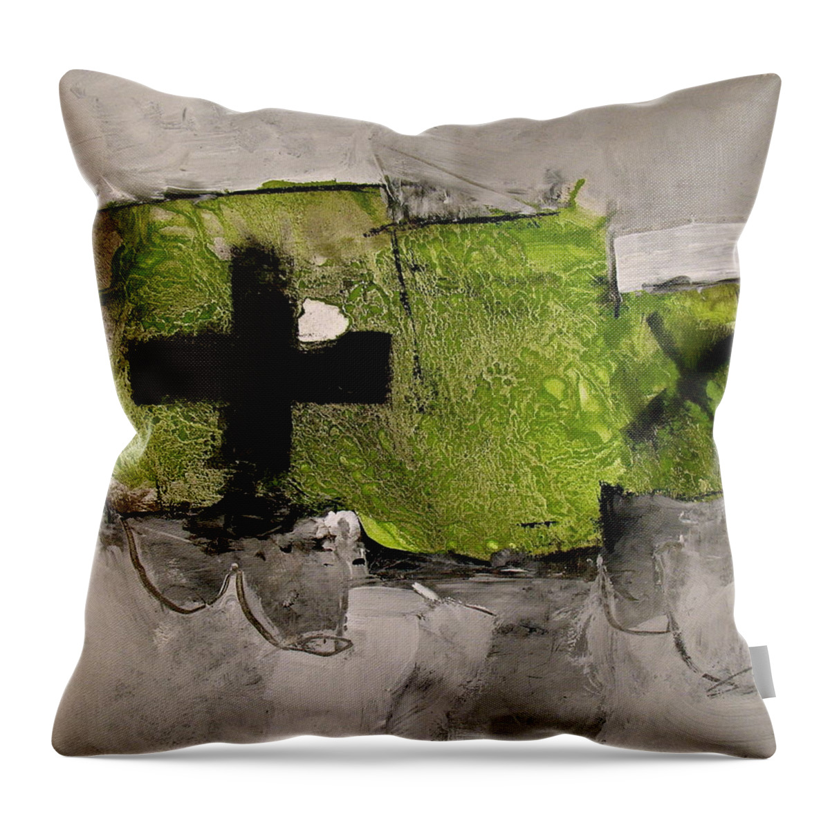 Abstract Painting Throw Pillow featuring the painting Primary Percy  by Cliff Spohn