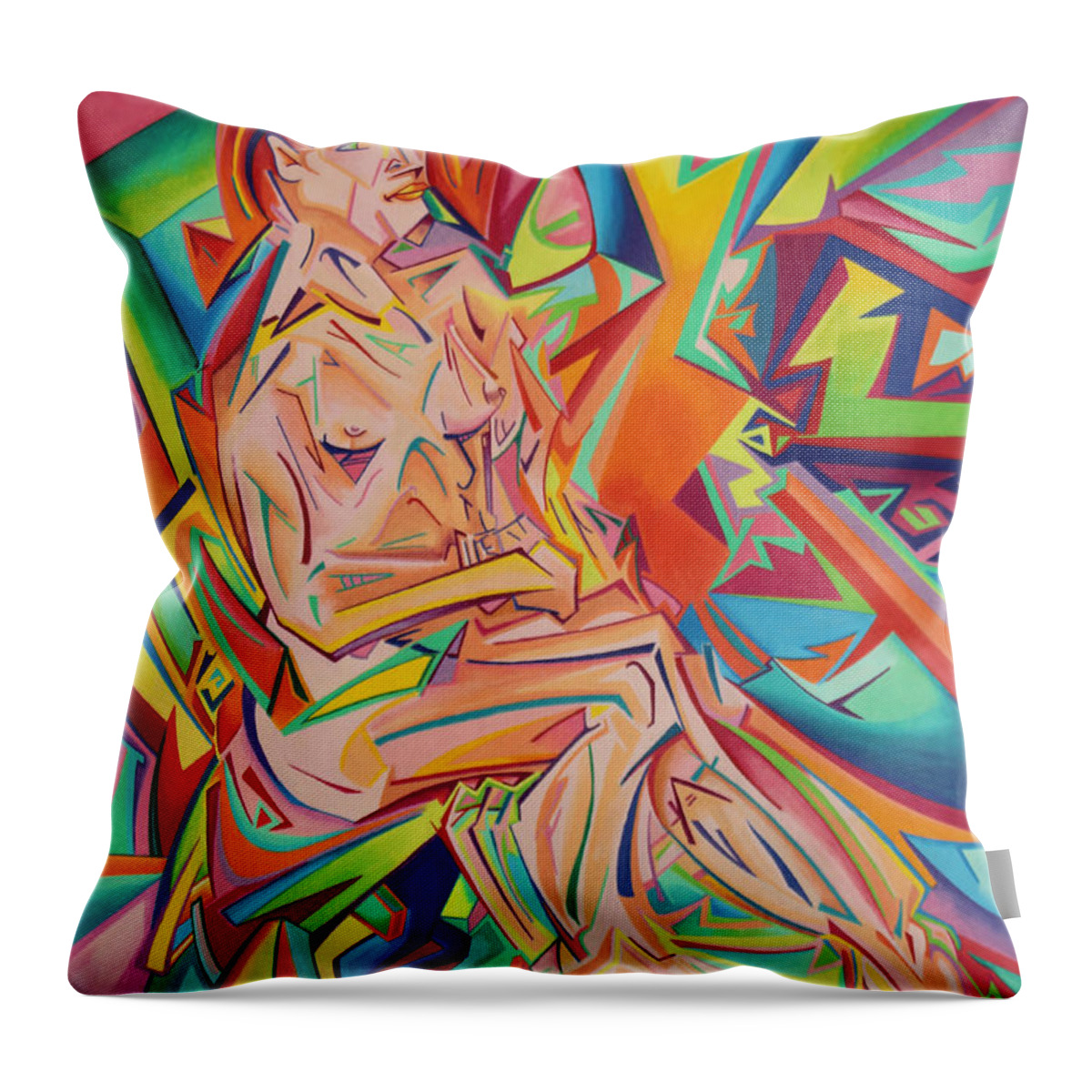 Andrew Chambers Throw Pillow featuring the drawing Pseudo-Futurist Nude 3 by Andrew Chambers