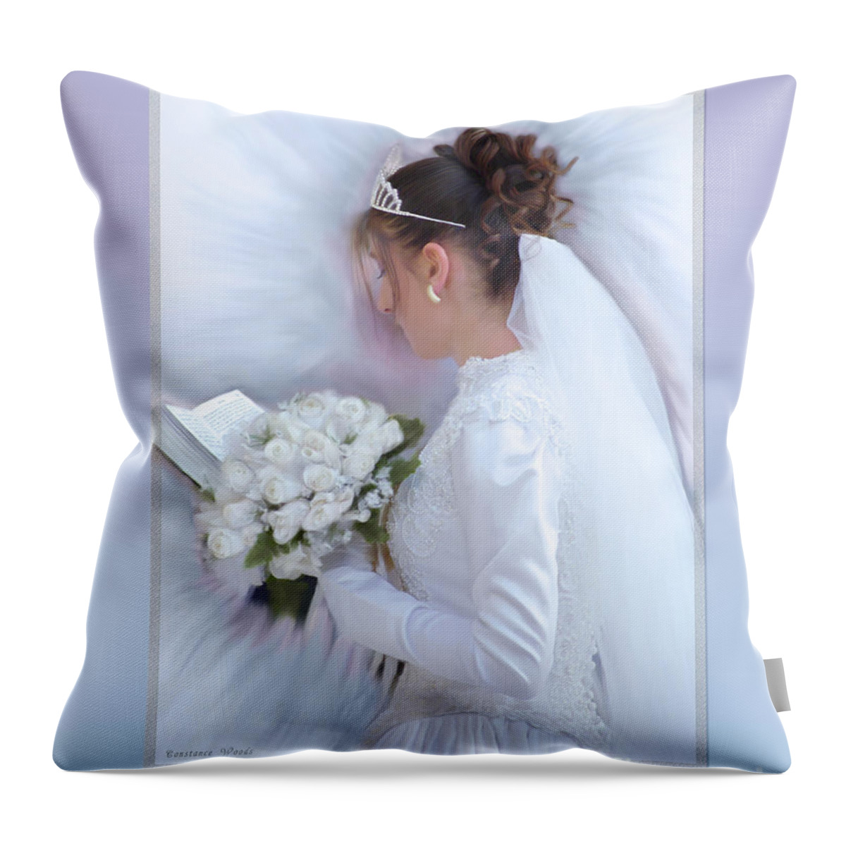 Bride Of Christ Throw Pillow featuring the painting Pure Spotless Bride by Constance Woods