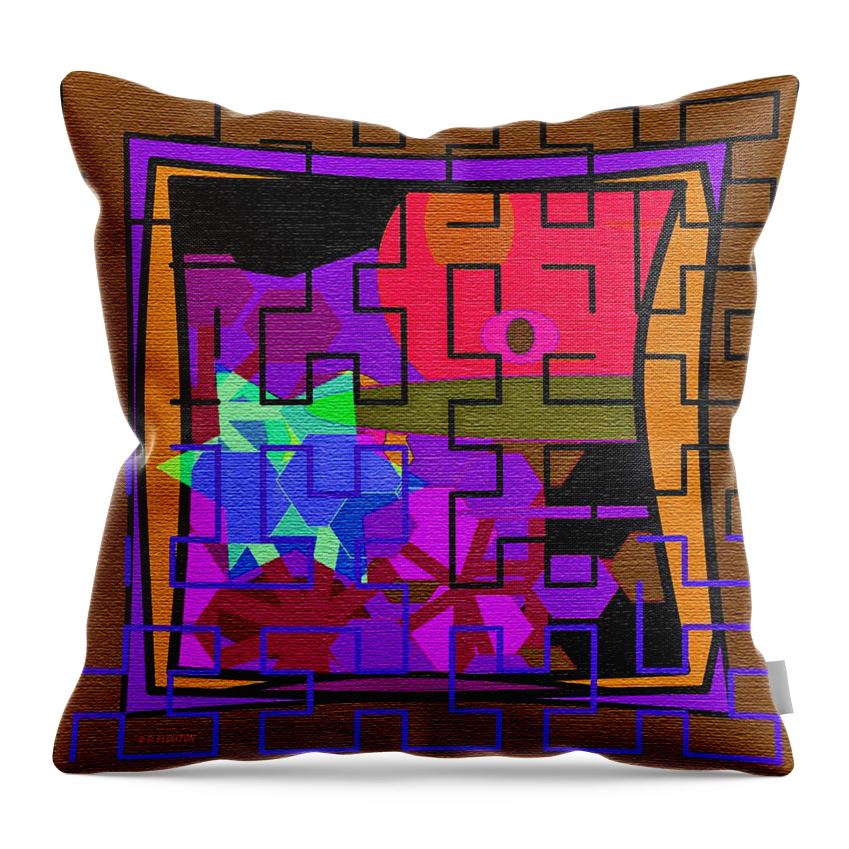 Ebsq Throw Pillow featuring the digital art Purple Brown Maze by Dee Flouton