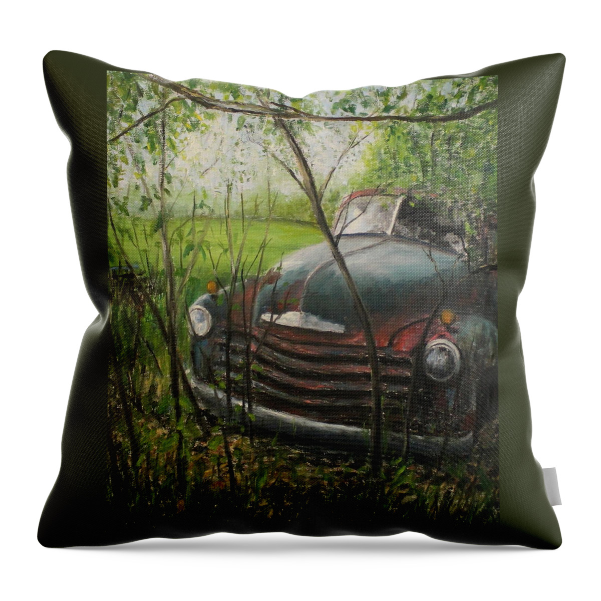 Classic Car Throw Pillow featuring the painting Push by Daniel W Green