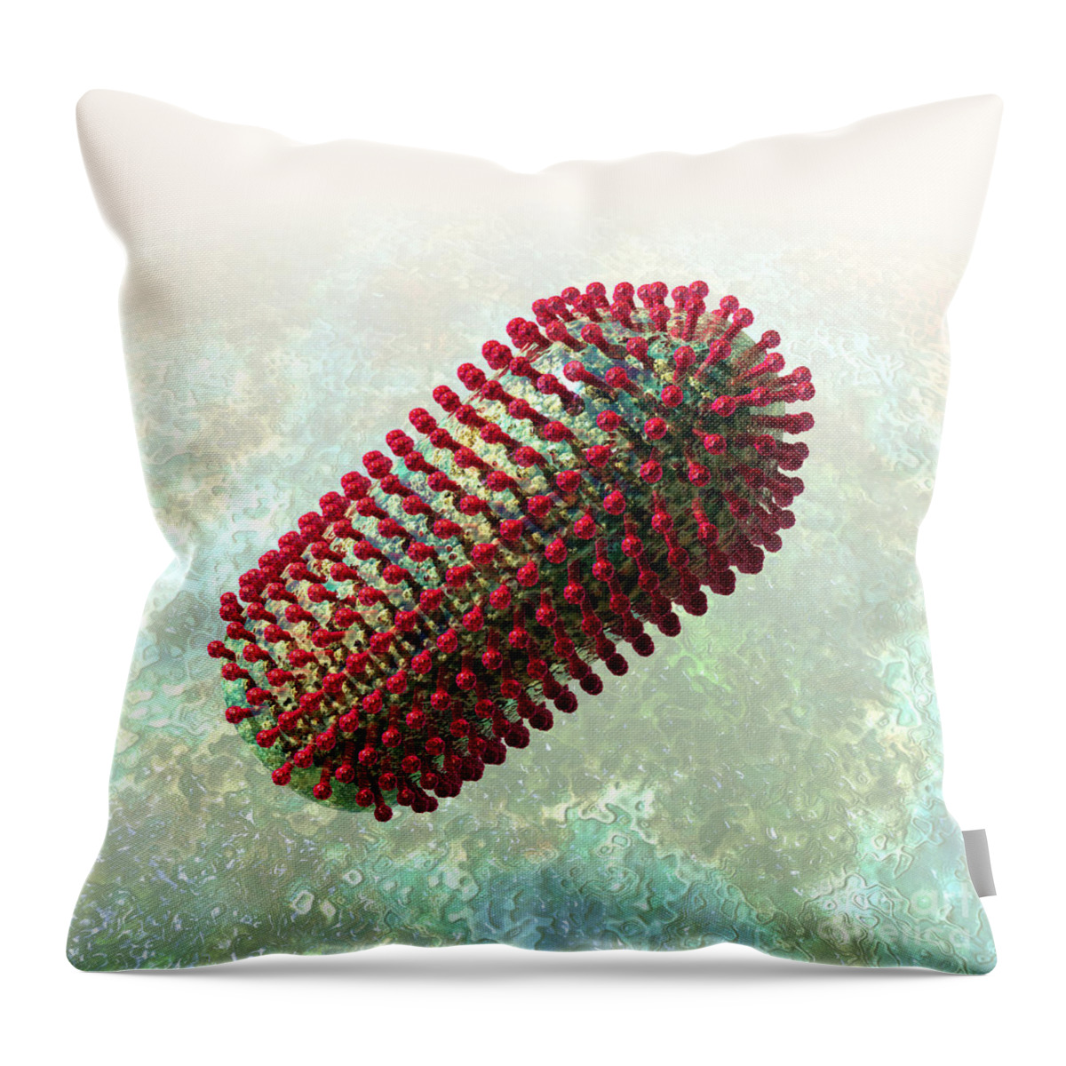 Biological Throw Pillow featuring the digital art Rabies Virus 2 by Russell Kightley
