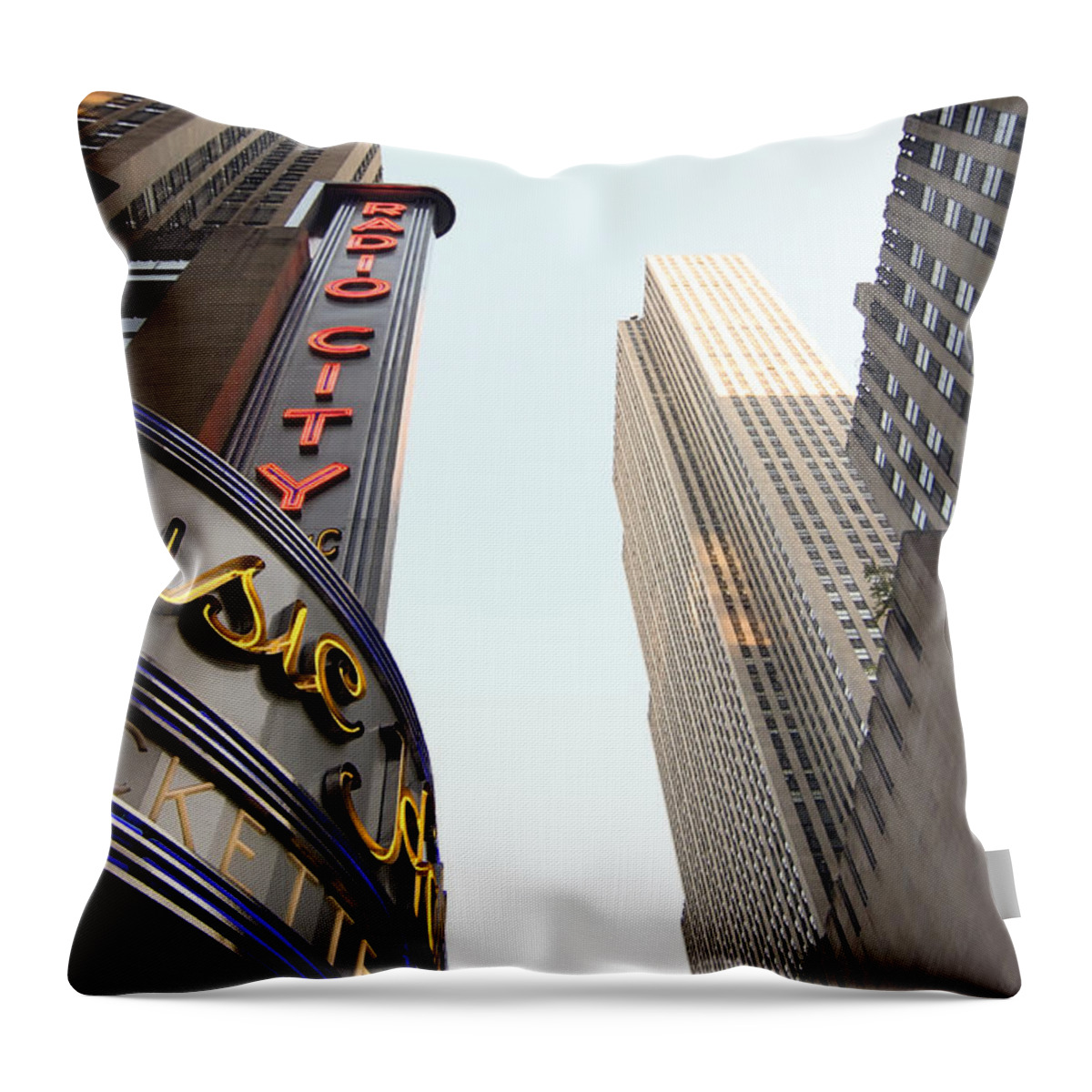 New York City Throw Pillow featuring the photograph Radio City Music Hall by Michael Dorn