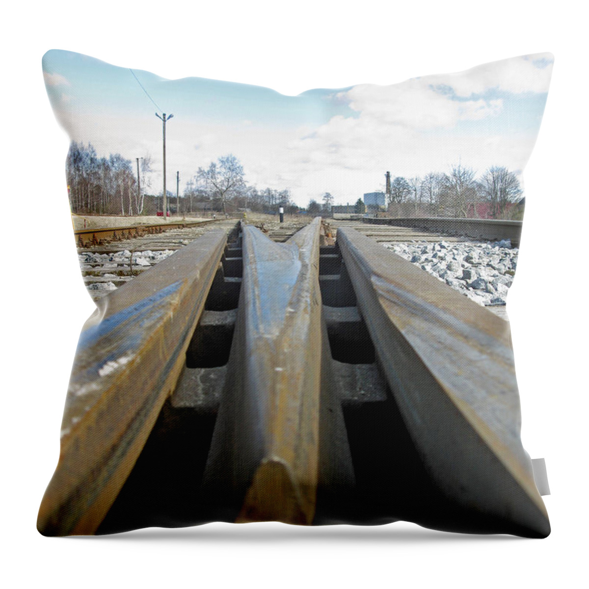 Railroad Throw Pillow featuring the photograph Railroad Series 04 by Ausra Huntington nee Paulauskaite