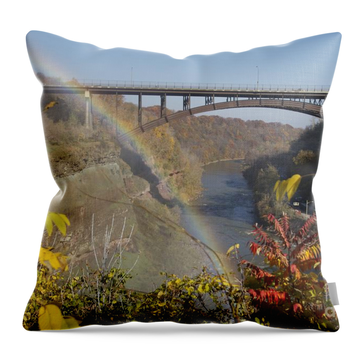 Rainbow Throw Pillow featuring the photograph Rainbow at Lower Falls by William Norton
