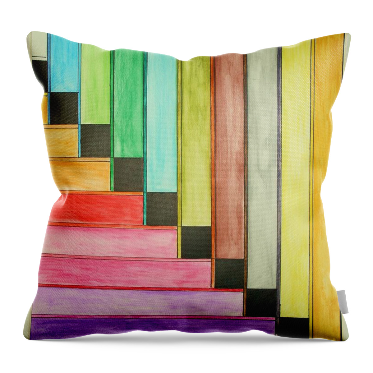 Watercolor Rainbow Throw Pillow featuring the painting Rainbow Stairway by Christina A Pacillo