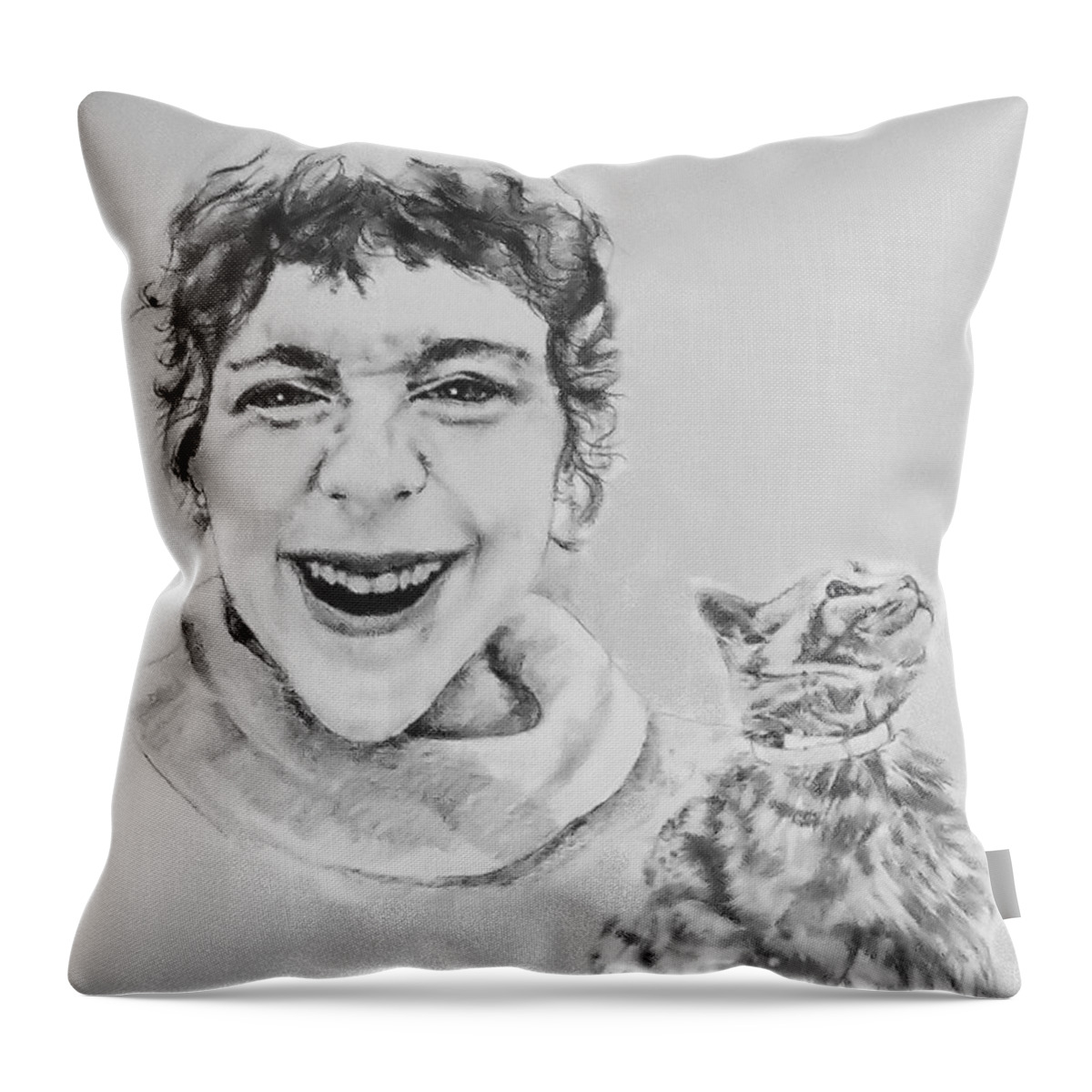 Portrait Throw Pillow featuring the drawing Randolph And Marmalade by Rory Siegel