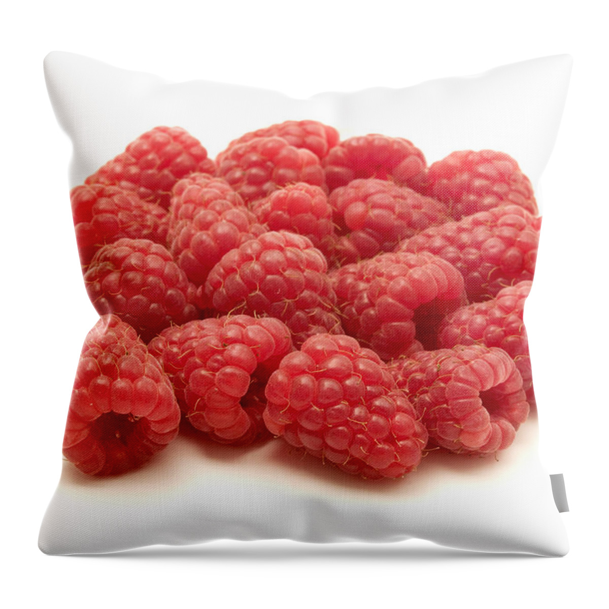 White Background Throw Pillow featuring the photograph Raspberries by Fabrizio Troiani