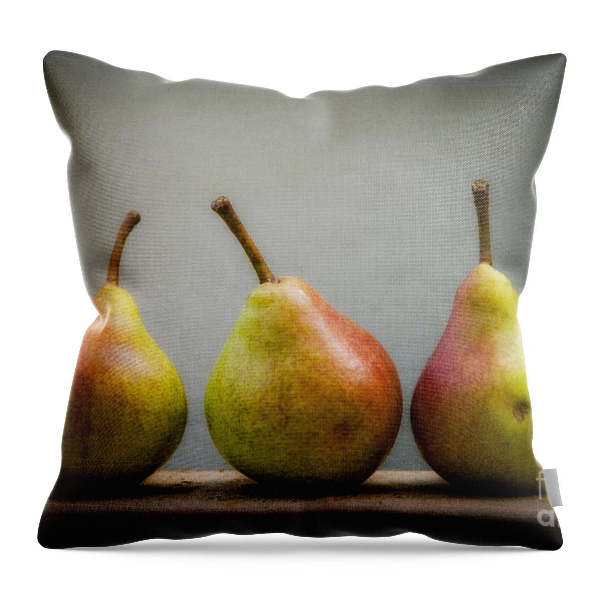 Fruit Throw Pillow featuring the photograph Three Pears  by Alana Ranney