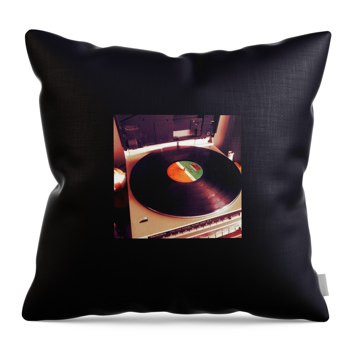 Record Throw Pillow featuring the photograph Record Player by Abbie Shores