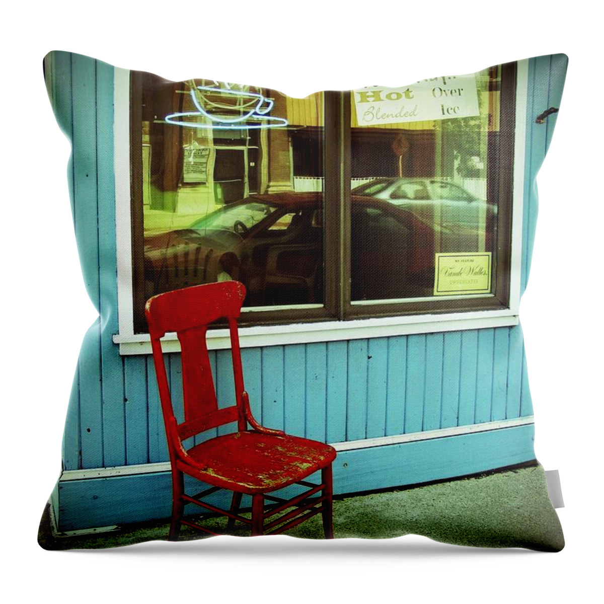 Chair Throw Pillow featuring the photograph Red Chair Diaries by Ms Judi