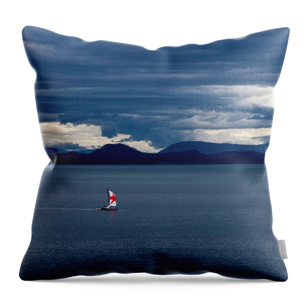 Sailboat Throw Pillow featuring the photograph Red Star Sail by Lorraine Devon Wilke