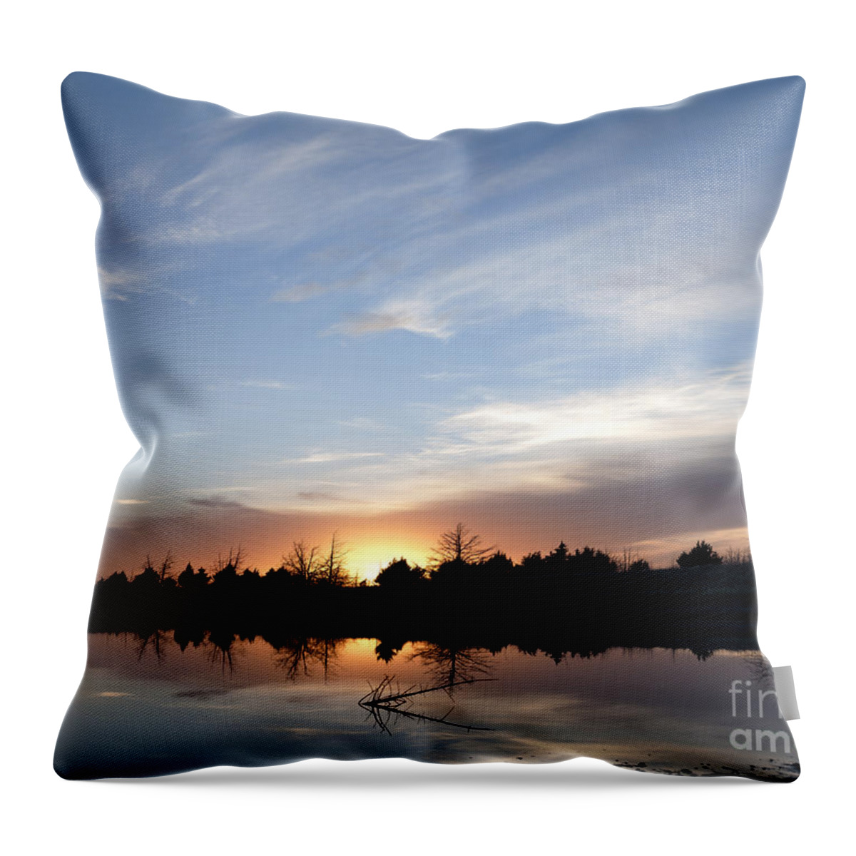 Sunset Throw Pillow featuring the photograph Reflected Sunset by Art Whitton