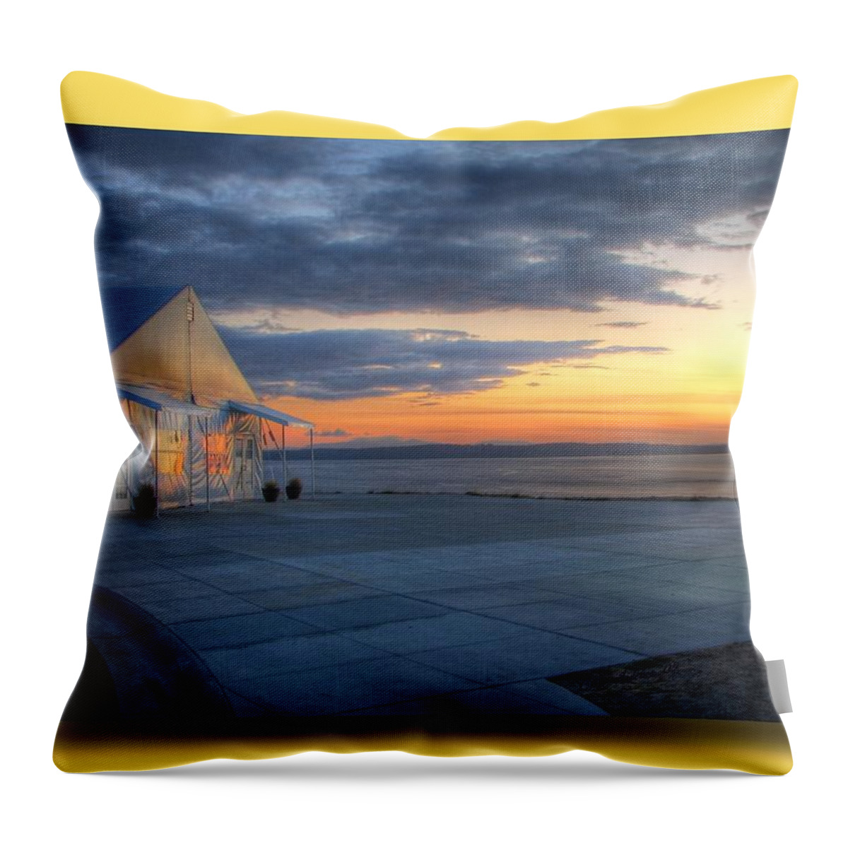 Hand-held Throw Pillow featuring the photograph Reflecting Sunset - Chambers Bay Golf Course by Chris Anderson