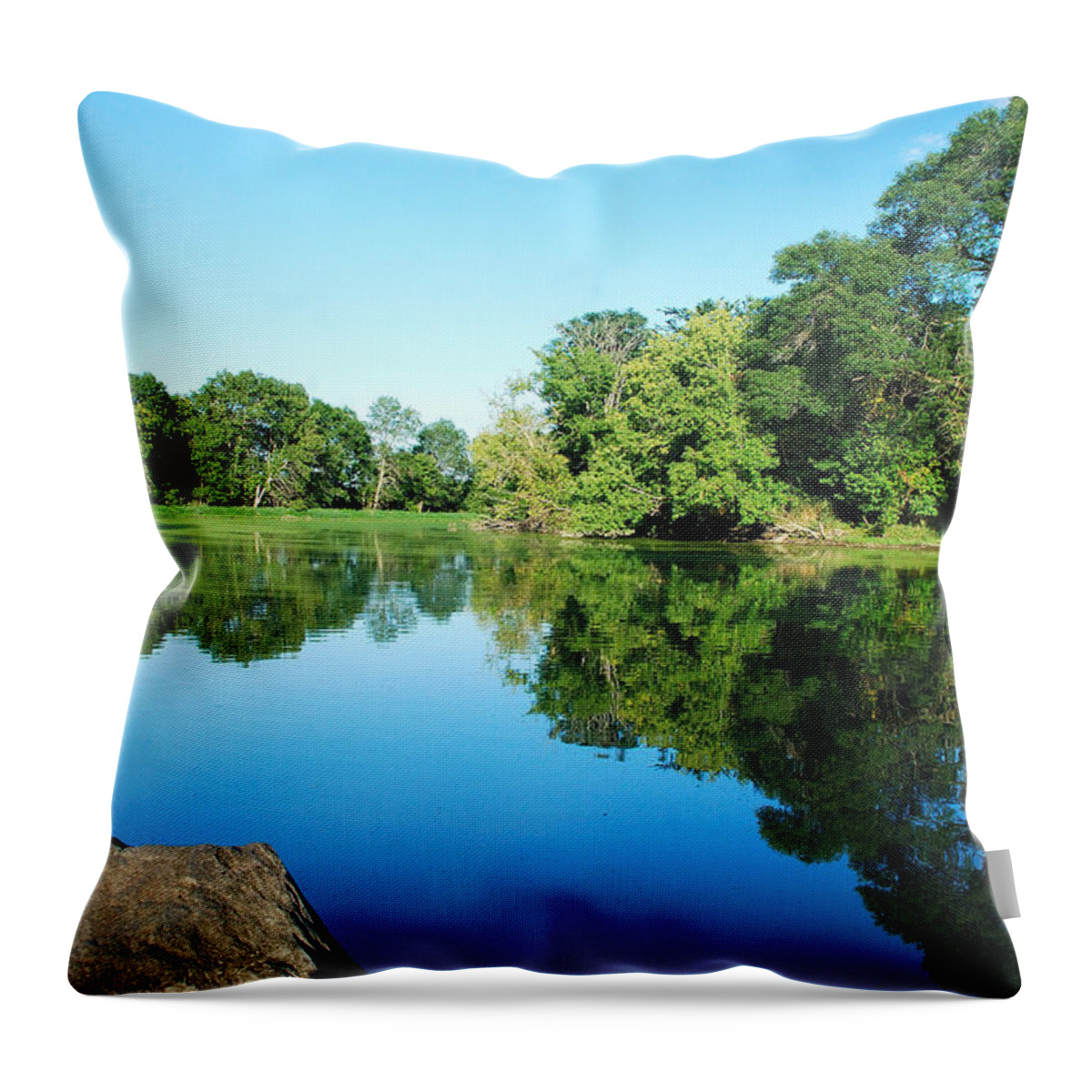 Wisconsin Throw Pillow featuring the photograph Reflections In The Crawfish by Janice Adomeit