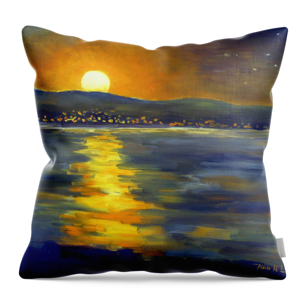 Moon Rise Throw Pillow featuring the painting Return of the Light by Karin Leonard