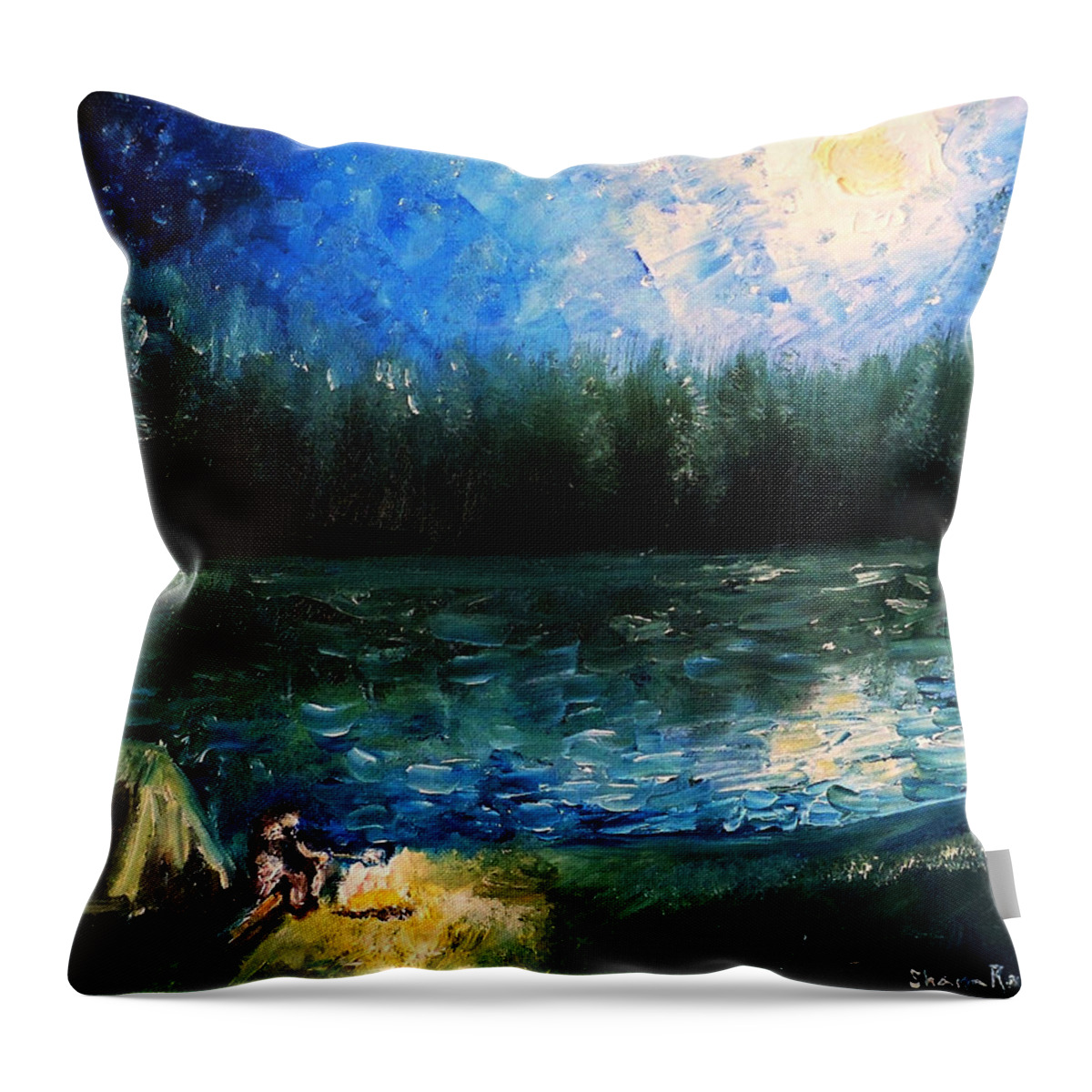 Lake Throw Pillow featuring the painting Roasting Mallows by Shana Rowe Jackson
