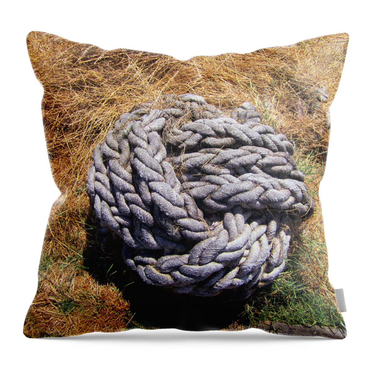 Rock In Rope Throw Pillow featuring the photograph Rock N Rope by Kym Backland