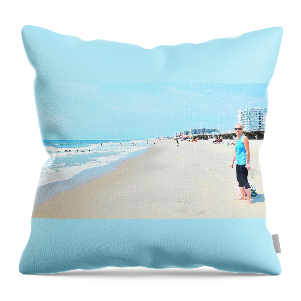 Ocean Throw Pillow featuring the photograph Rockaway Beach Sparkle by Maureen E Ritter