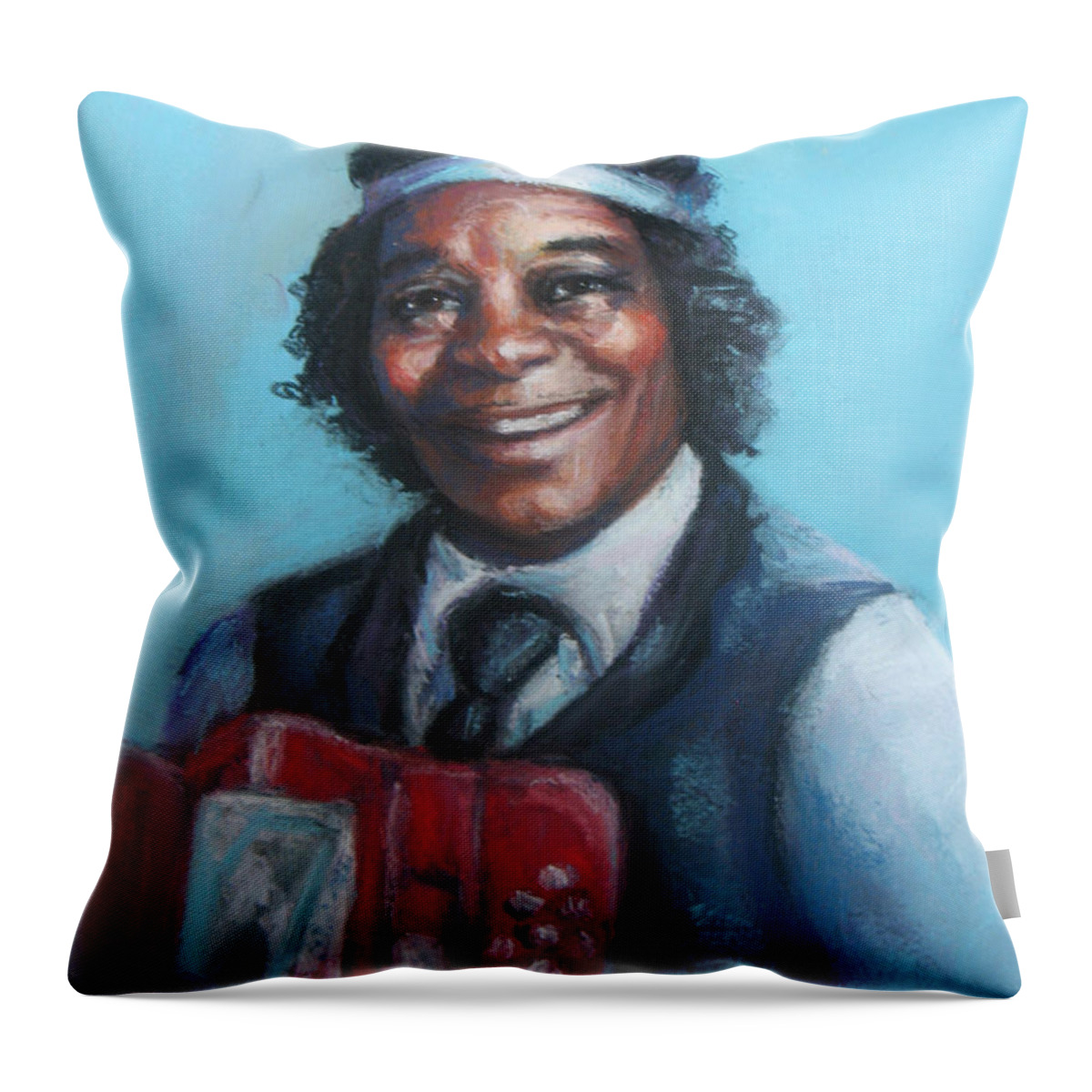 Pastel Throw Pillow featuring the painting Rockin Dopsie Senior by Beverly Boulet