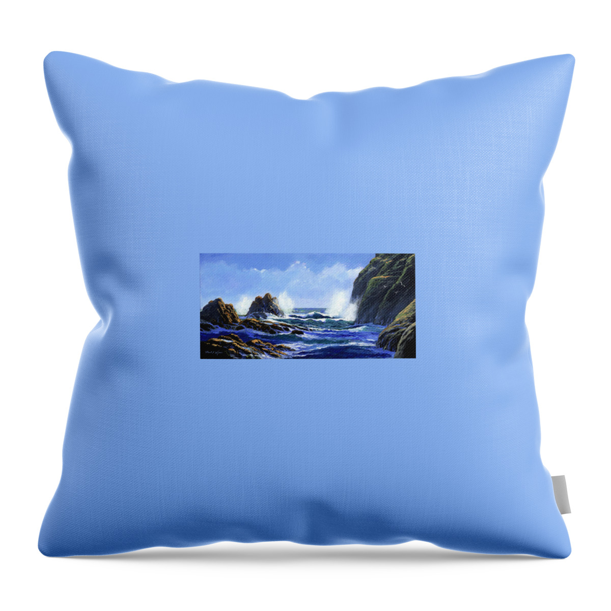 Surf Throw Pillow featuring the painting Rolling Surf by Frank Wilson