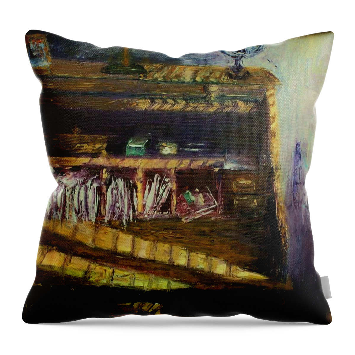 Oil Throw Pillow featuring the painting Rolltop by Stephen King