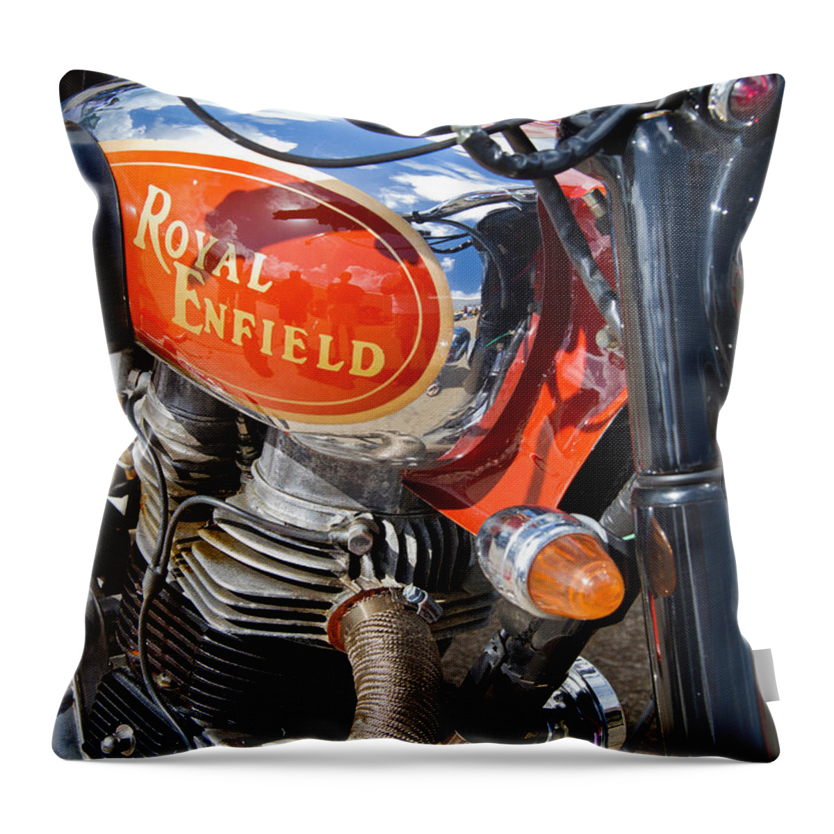 Classic Cars Throw Pillow featuring the photograph Royal Enfield Bullet 500ES by Roger Mullenhour