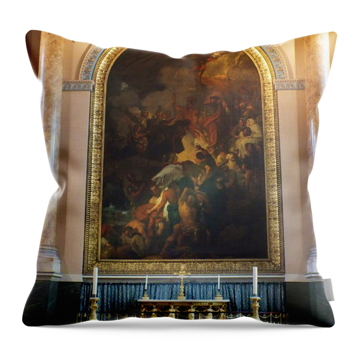 Royal Naval Chapel Throw Pillow featuring the photograph Royal Naval Chapel Interior by Anna Villarreal Garbis