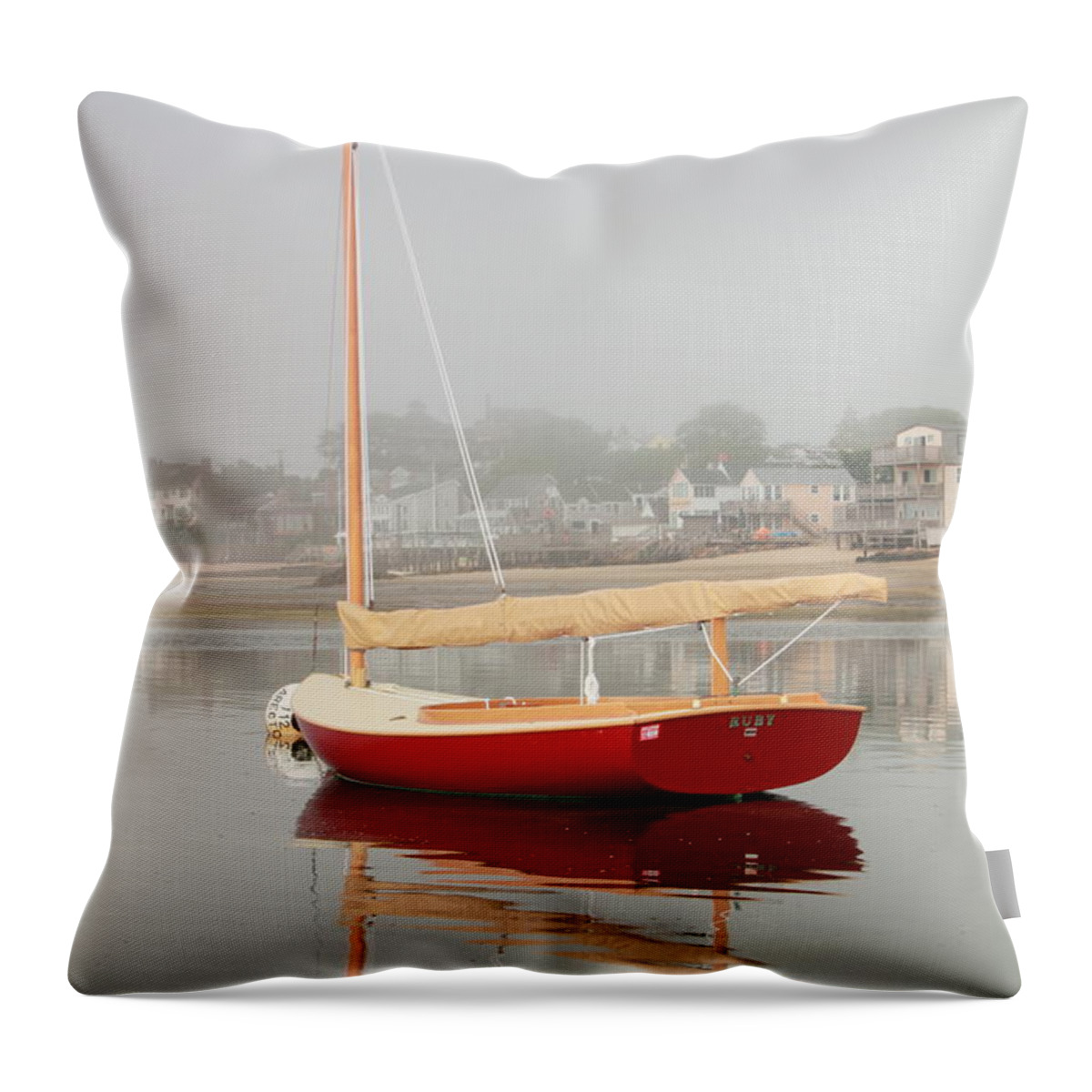 Ruby Throw Pillow featuring the photograph Ruby Red Catboat by Roupen Baker