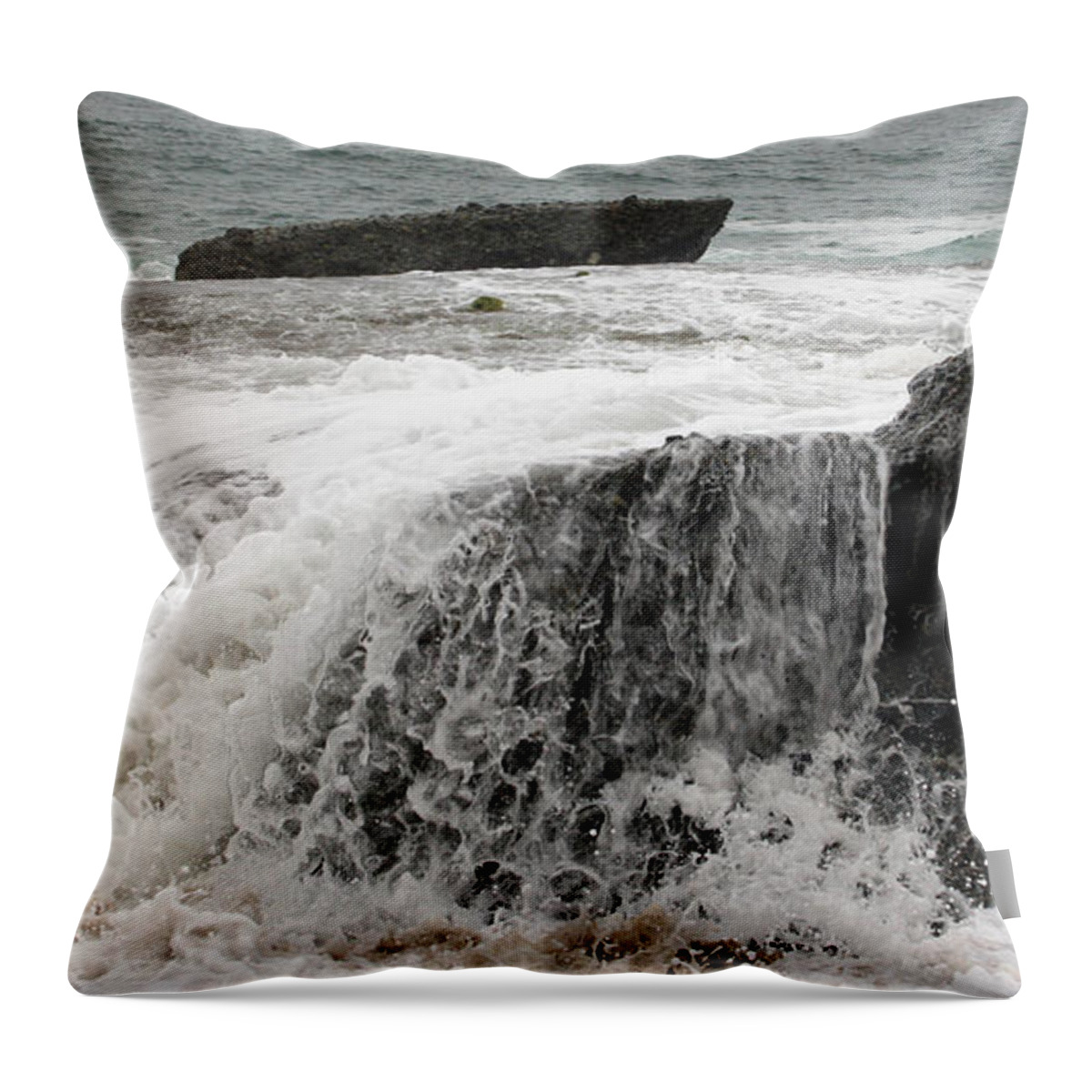 Beach Throw Pillow featuring the photograph Running Water by Karen Harrison Brown