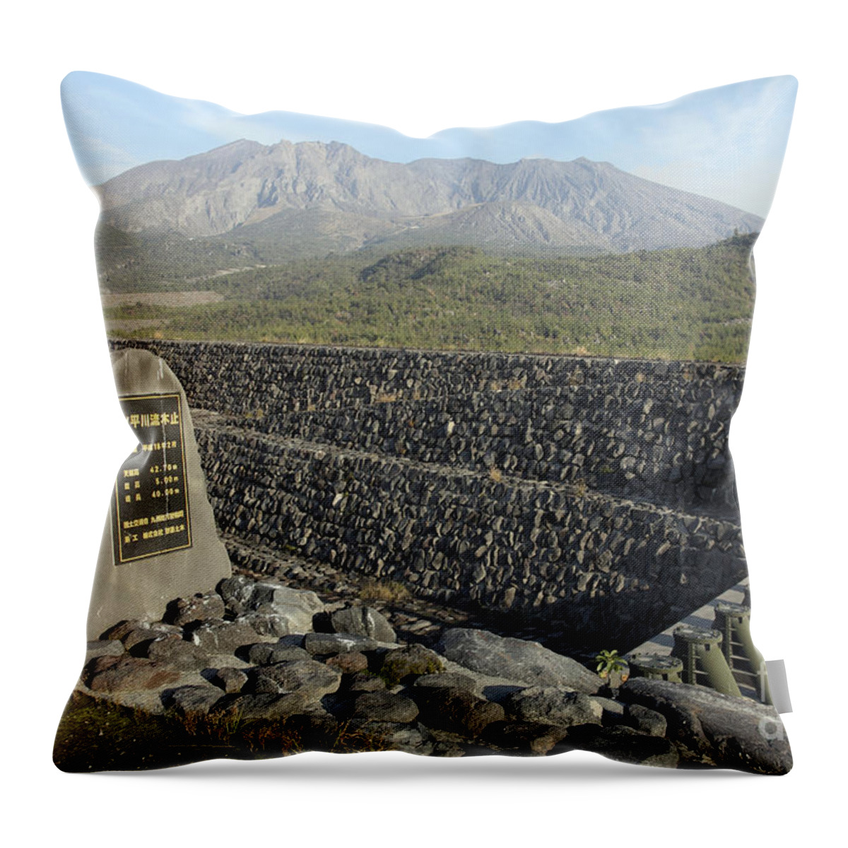 Structure Throw Pillow featuring the photograph Sabo Channel At Haramatsu River by Richard Roscoe