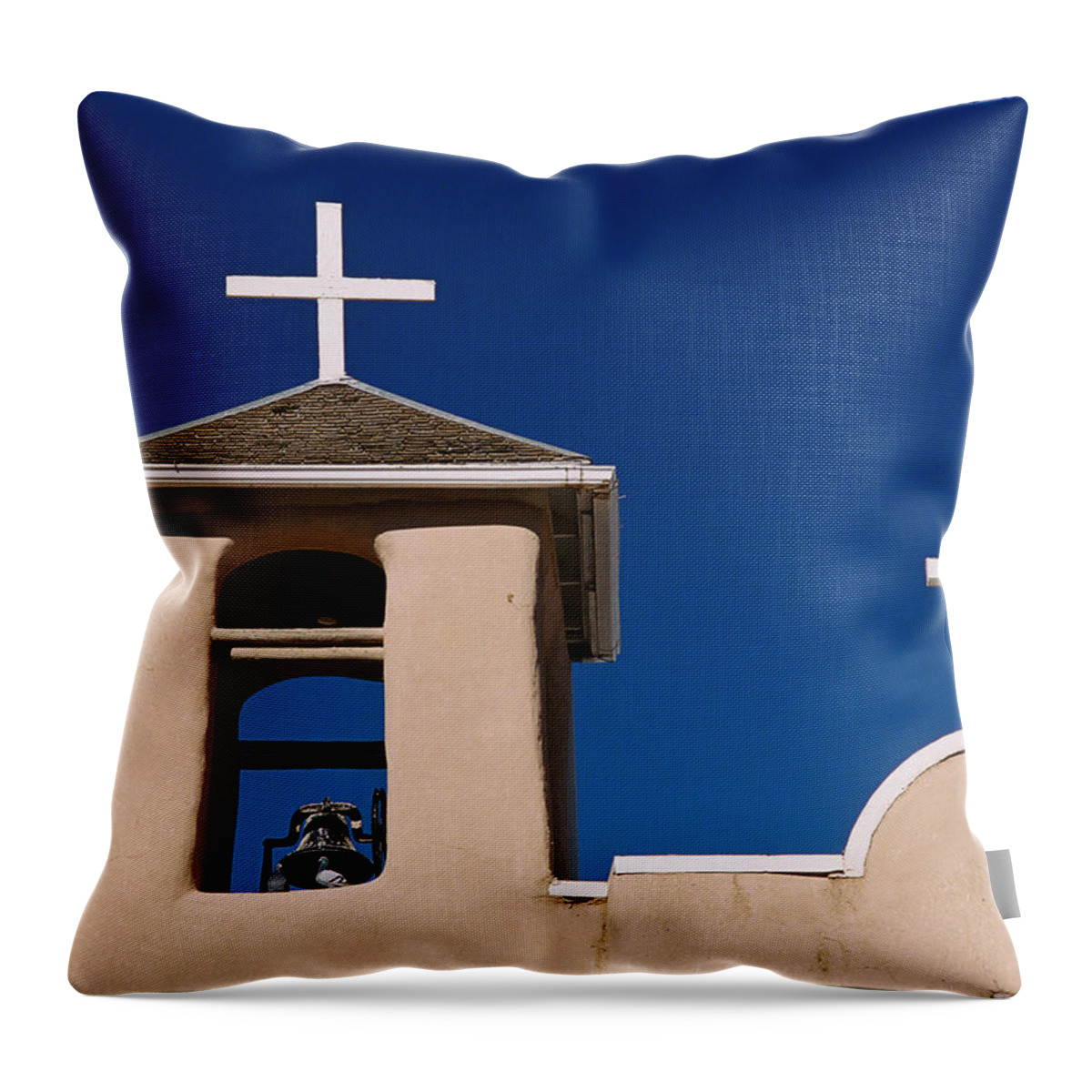 Taos Throw Pillow featuring the photograph San Francisco Bell Tower by Ron Weathers