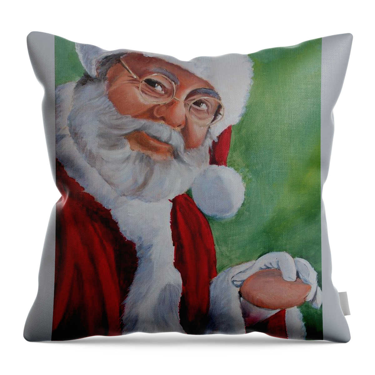 Christmas Throw Pillow featuring the painting Santa 2012 by Teresa Smith