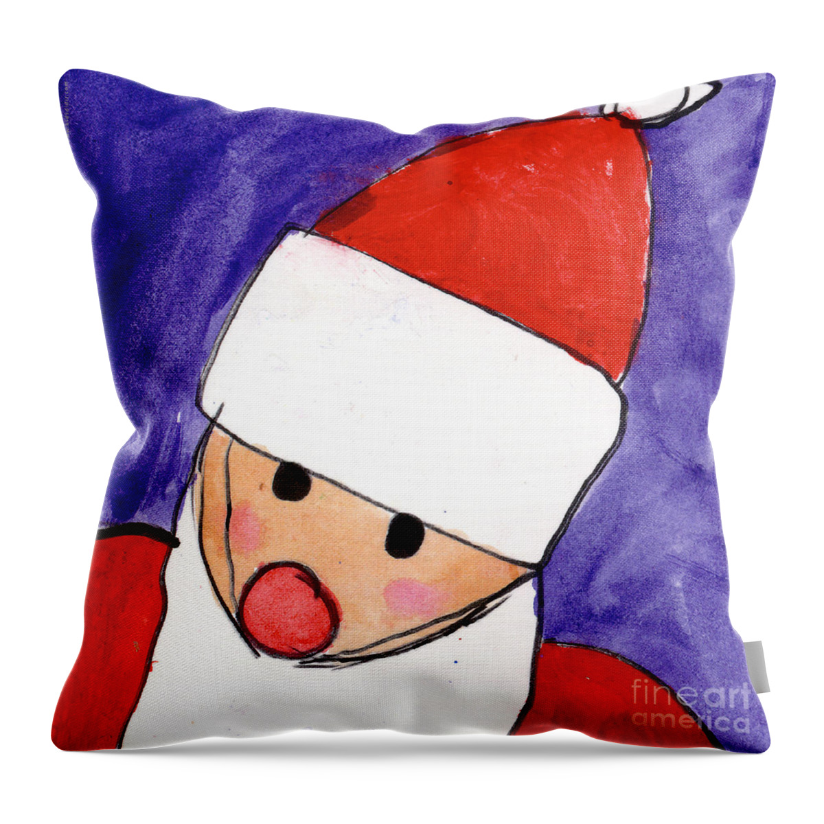 Santa Throw Pillow featuring the painting Santa by Taylor Spera Age Eight