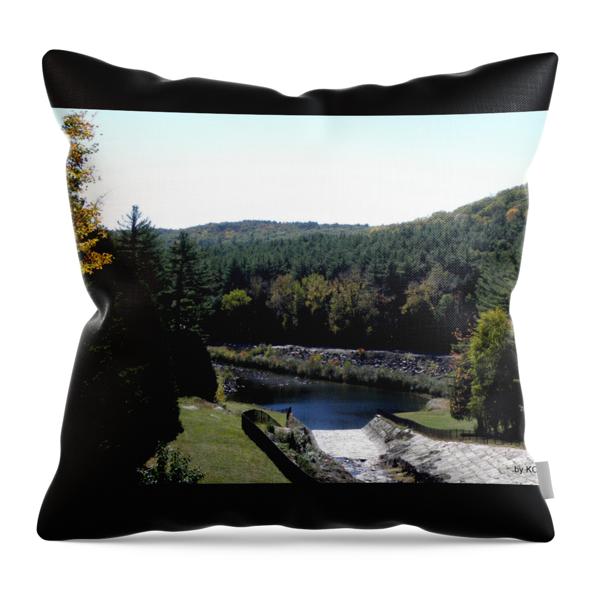 Dam Throw Pillow featuring the photograph Saville Dam in the Fall CT USA by Kim Galluzzo