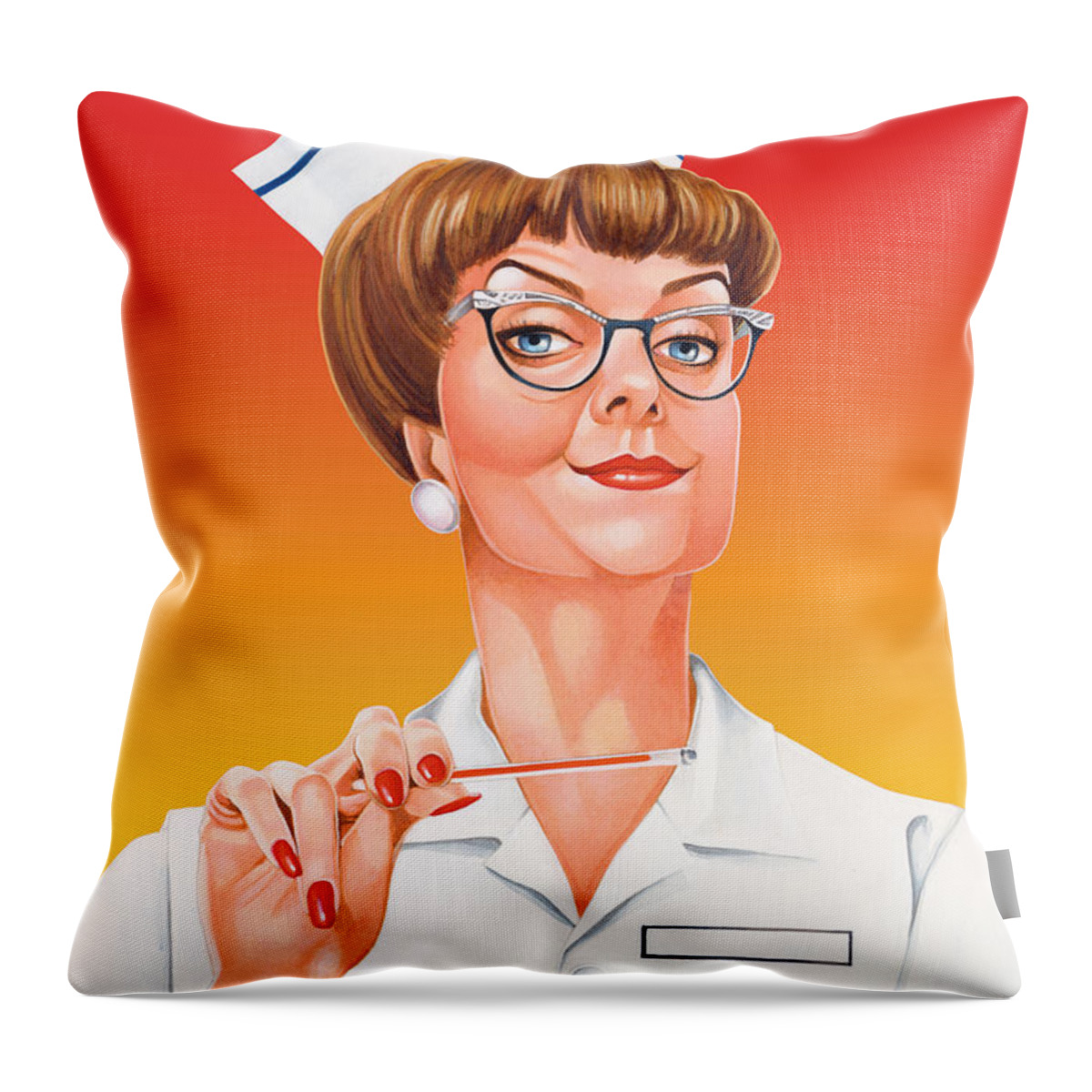 Nurse Throw Pillow featuring the painting Say Ah by Steven Stines