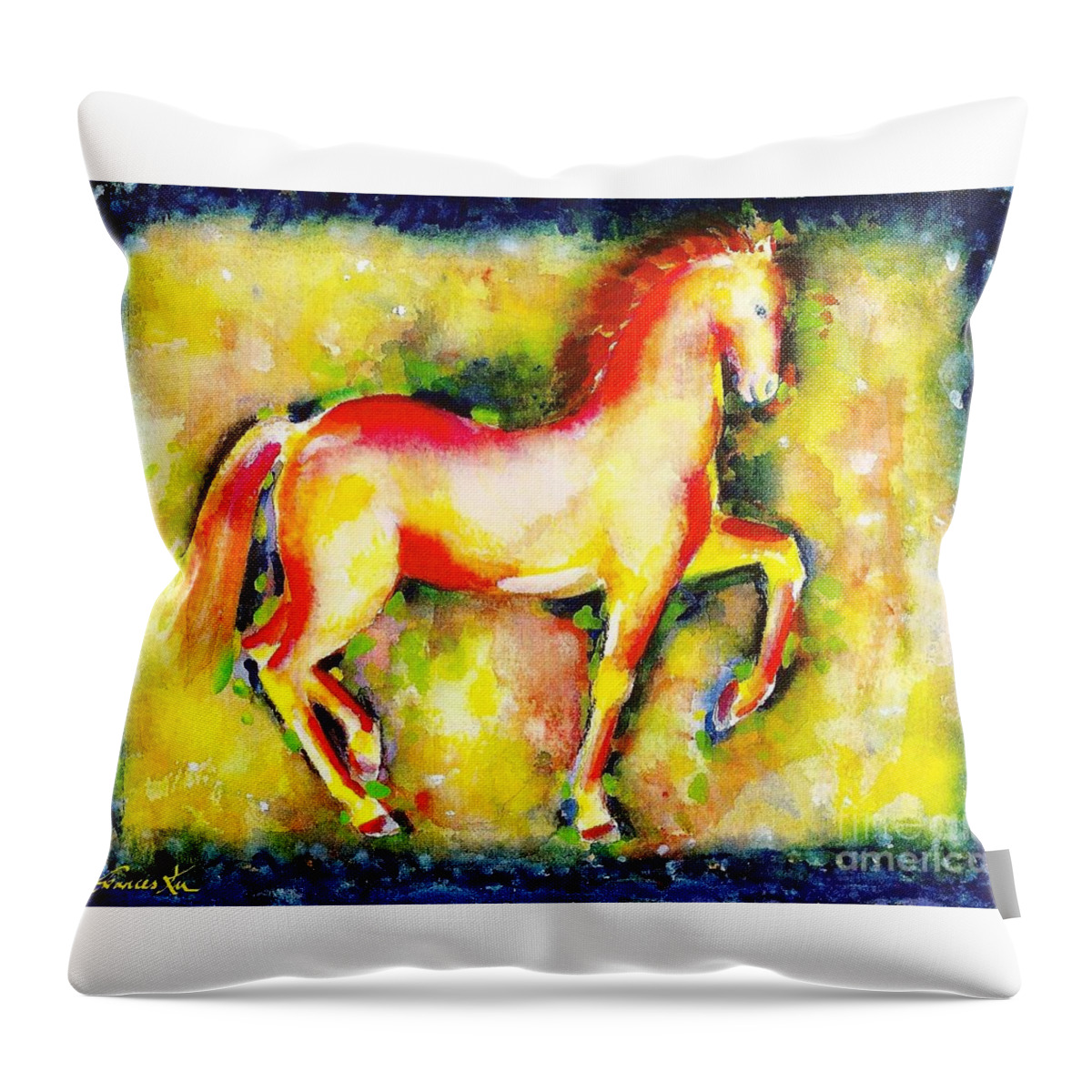 Animals Throw Pillow featuring the painting Scarlet Beauty by Frances Ku