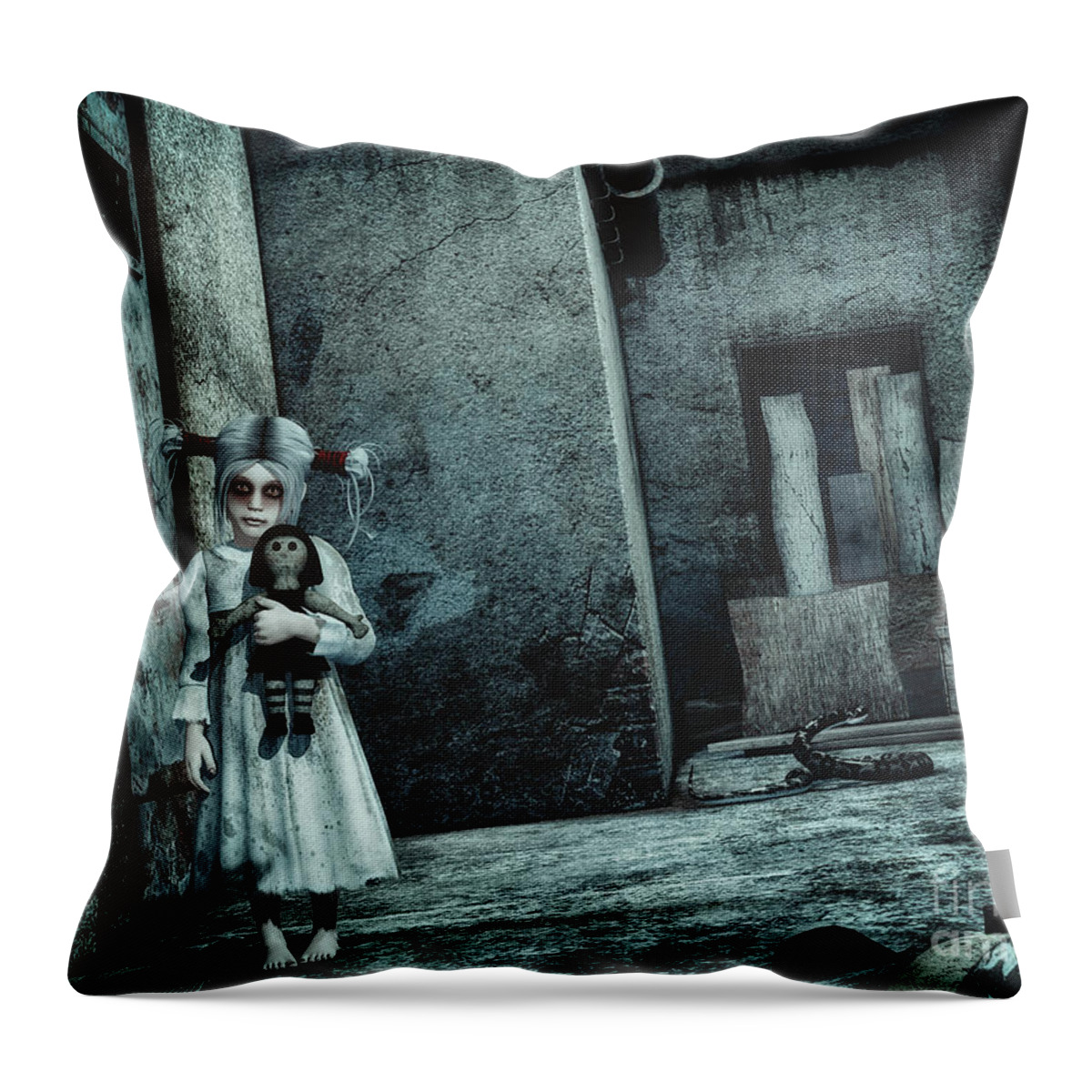 3d Throw Pillow featuring the digital art Scary Place by Jutta Maria Pusl